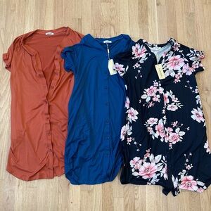 NWT Ekouaer 3 Button Down nursing breastfeeding Nightgowns house dress sz Small